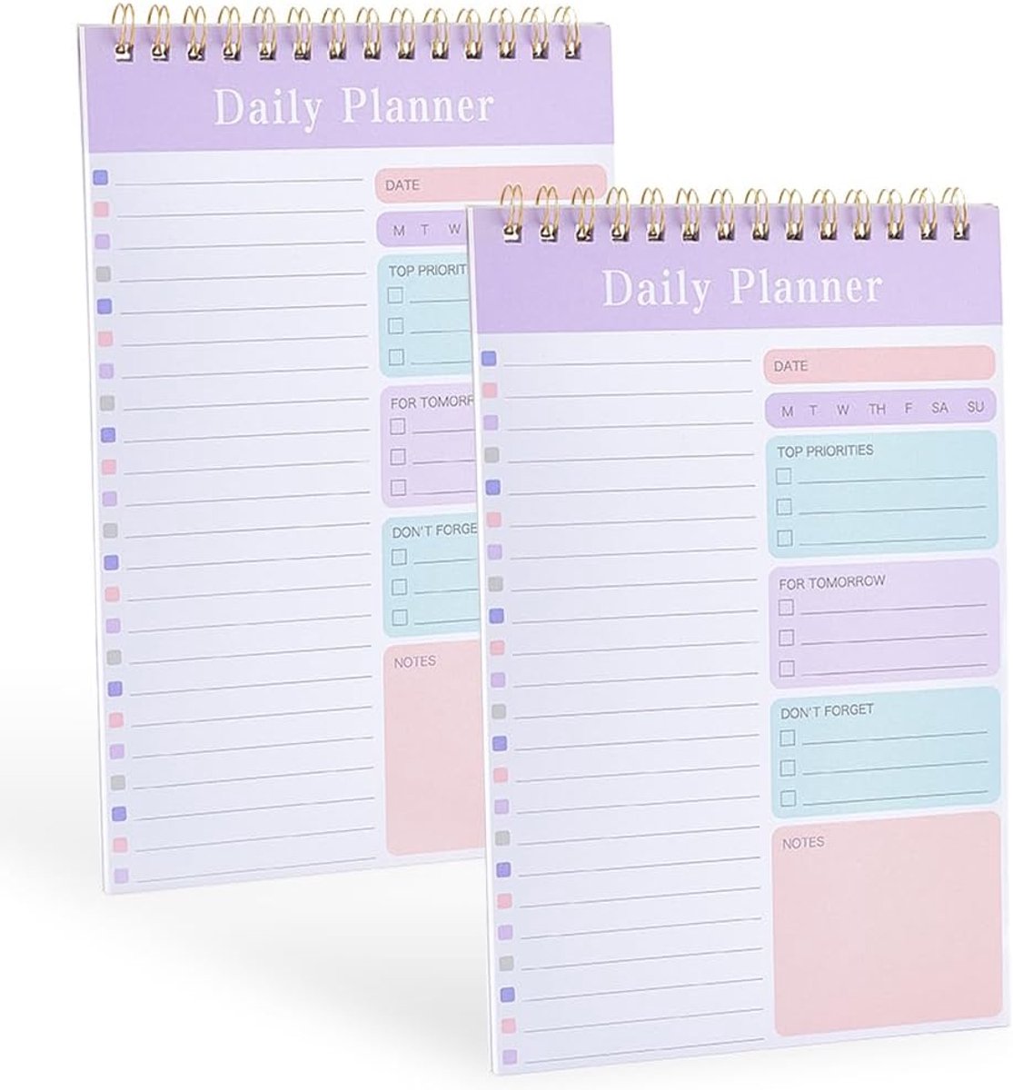Notitieblok A5 met takenlijst - paars - 2 stuks - ideaal voor het organiseren van dagelijkse taken - ShopVlot