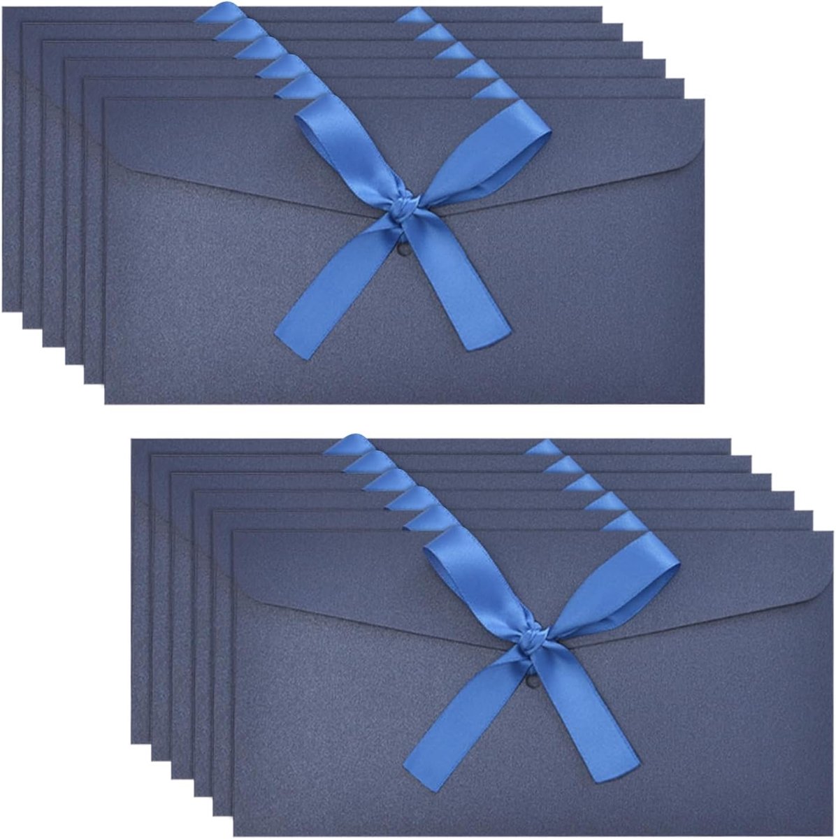 Enveloppen voor geldgeschenken 12 stuks - Kraftpapier - Meerblauw met lint - Elegant voor verjaardagen - ShopVlot