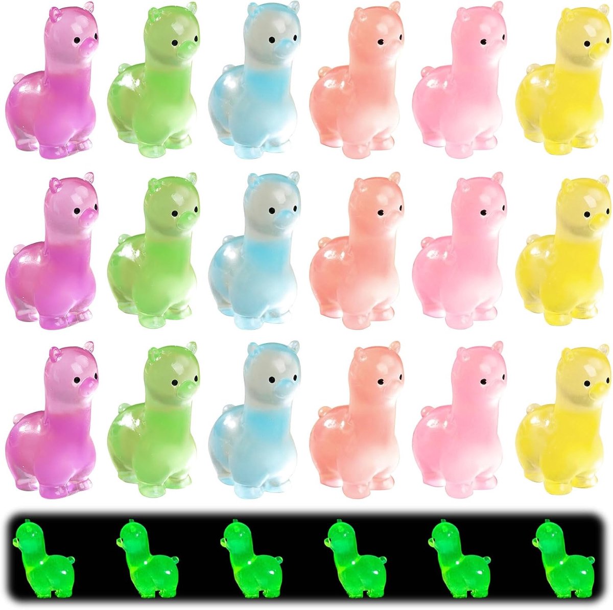 Miniatuur alpaca figuren 18 stuks - glow in the dark - schattige decoratie - voor tuin en interieur - ShopVlot