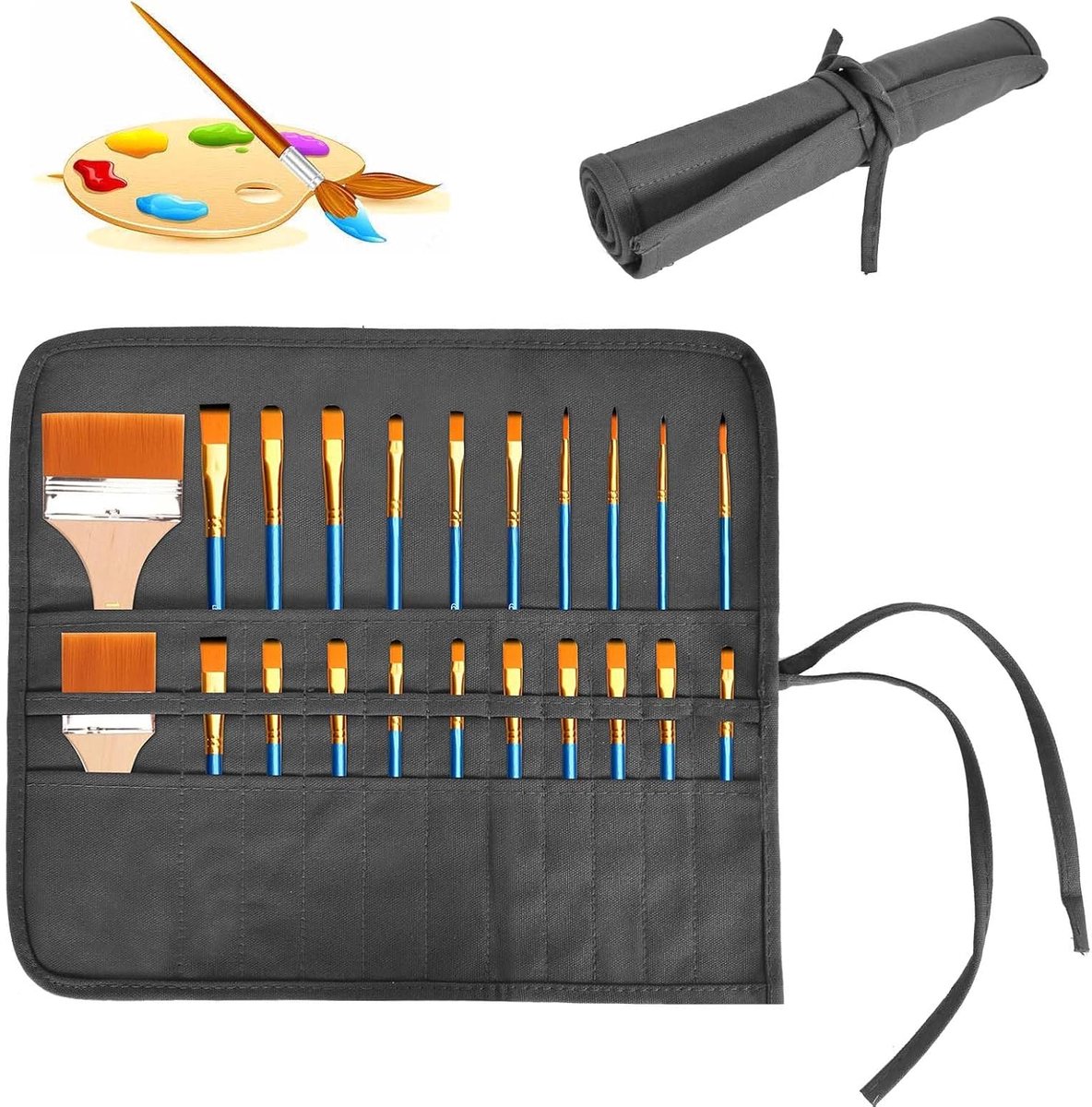 Penseelhouder 30 vakken - canvas - stevig en duurzaam - ideaal voor penselen en make-up - ShopVlot