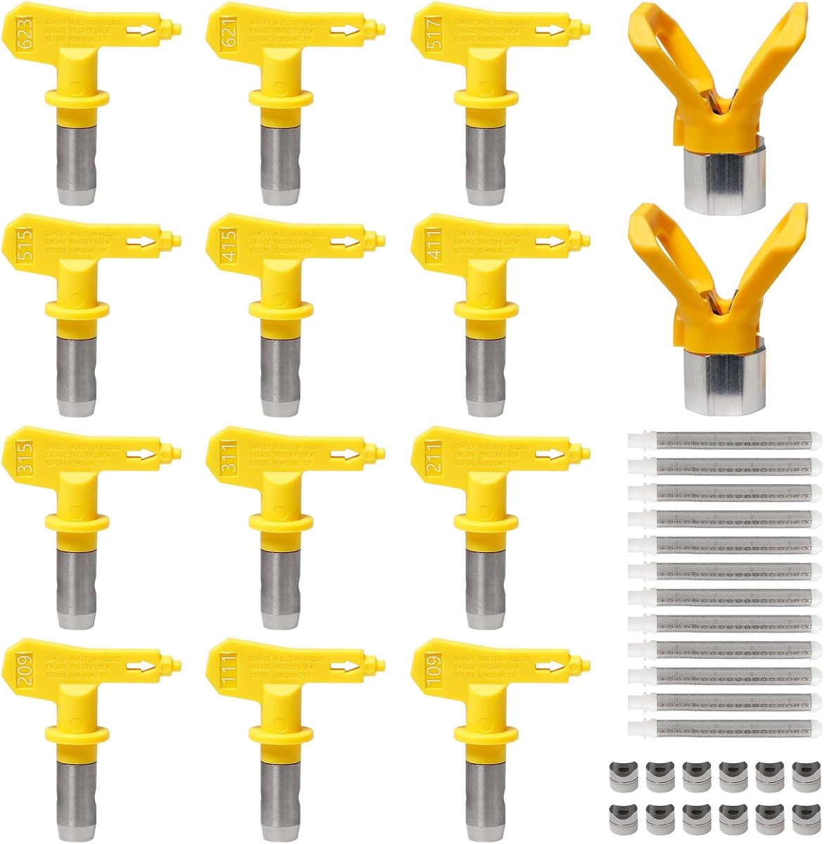 Airless verfnozzles set - 12 stuks met 2 extra nozzles - roestvrij staal - ideaal voor verfspuiten - ShopVlot