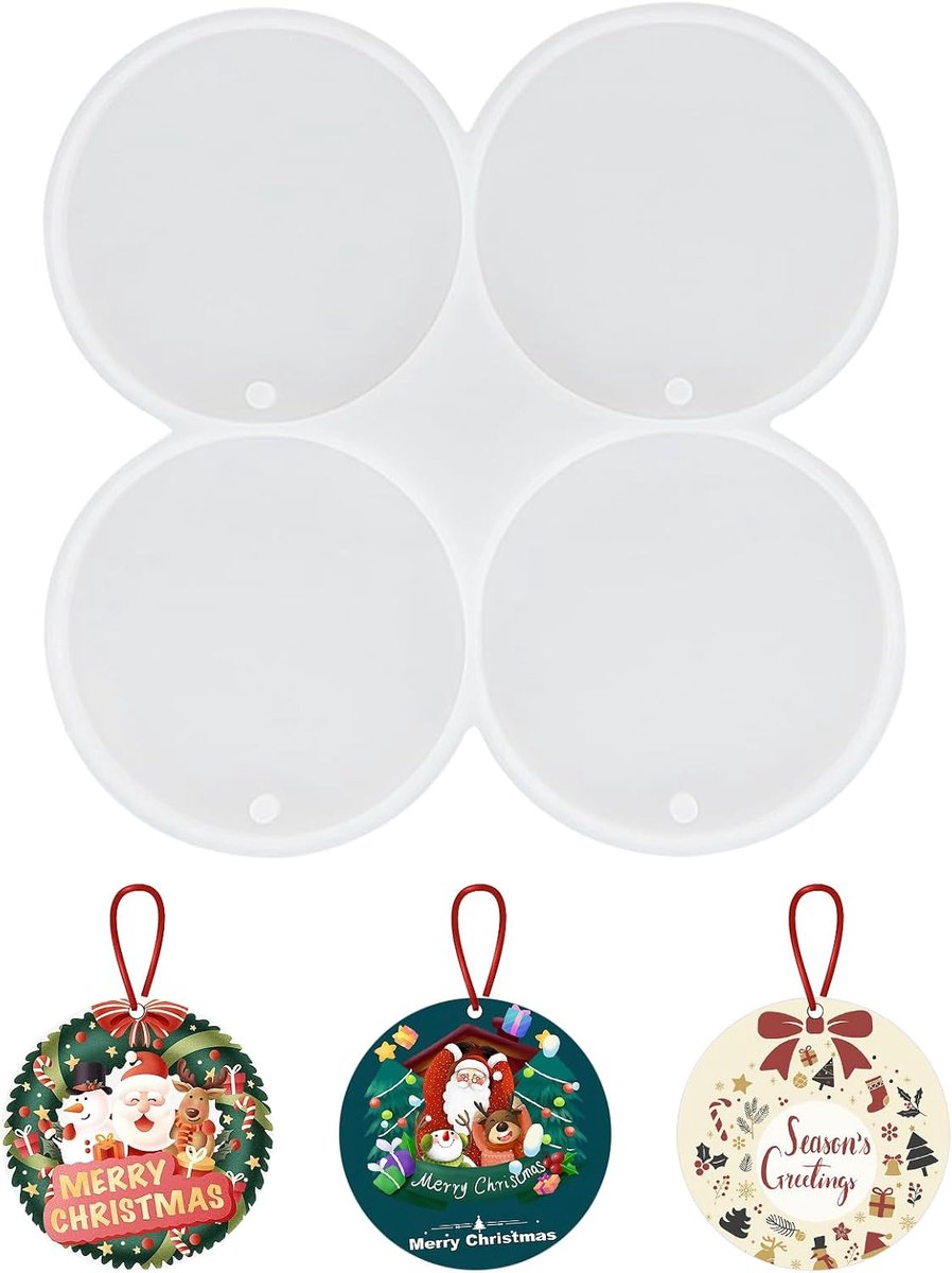 Kerstsfeer Ornamenten 4 Cavity - Siliconen Mallen - Voor Resin Creaties - Maak Unieke Kerstdecoraties - ShopVlot