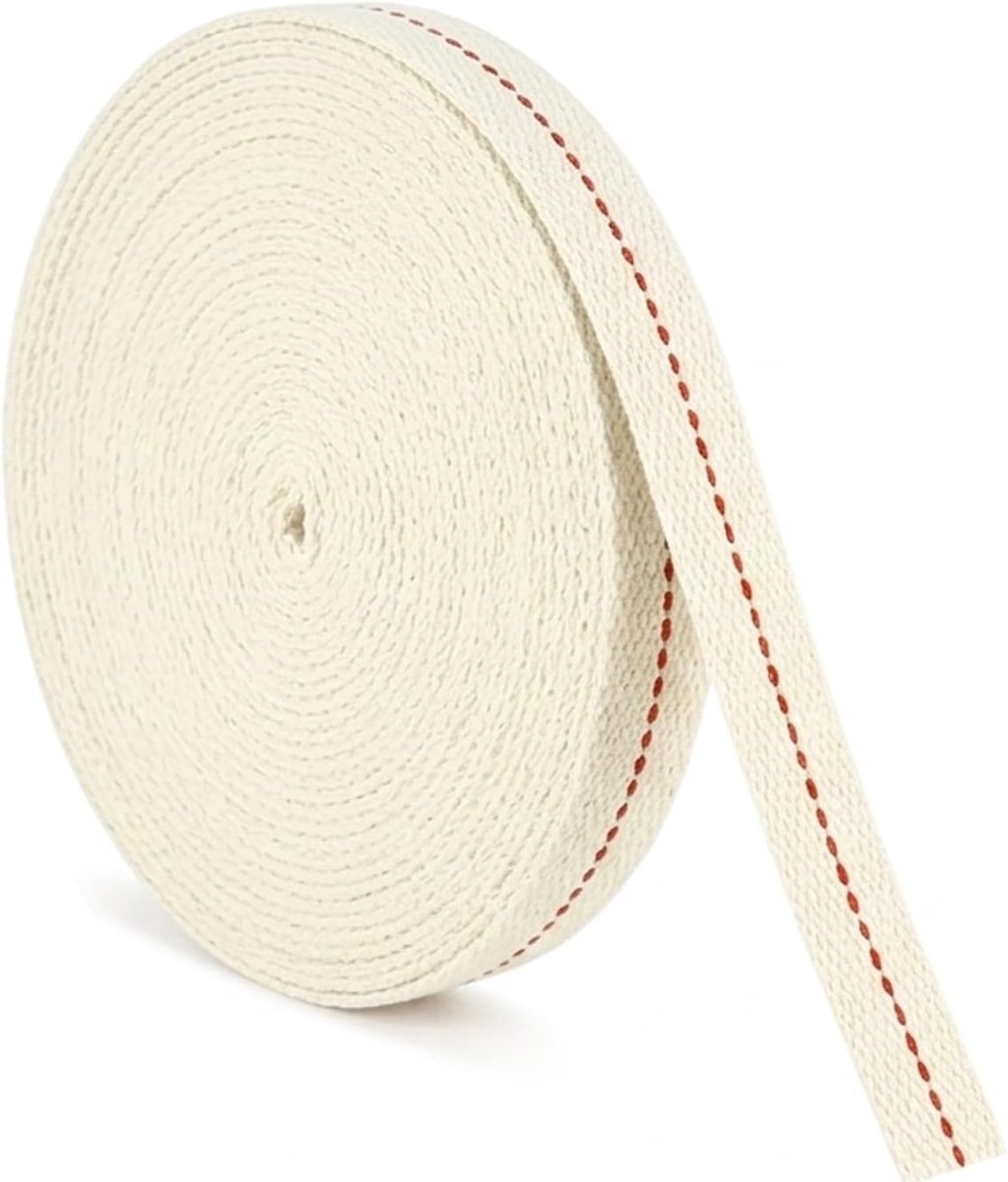 Katoenen lont 2 meter - platte breedte 2,2 cm - voor olielampen en kaarsbranders - stabiele verbranding - ShopVlot