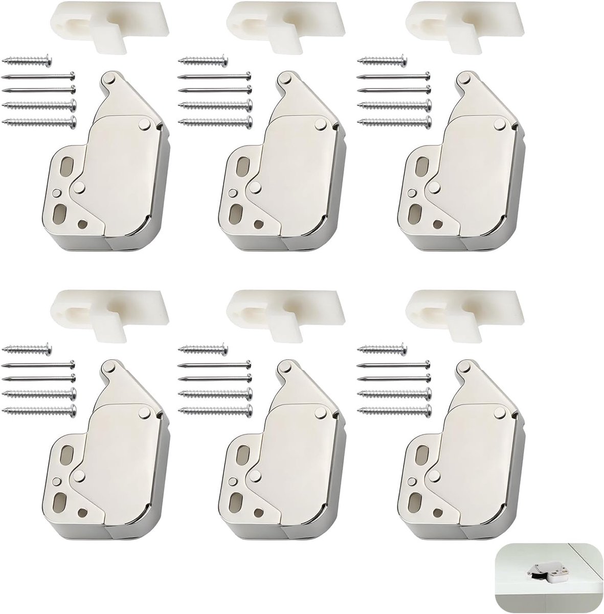Mini deur snapper met veer - 6 stuks - robuuste sluiting - modern en gebruiksvriendelijk - ShopVlot