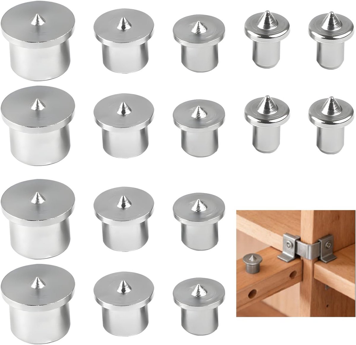 Dowel centreringspunten 16pcs - stalen markeringspunten - diverse maten 6/8/10/12MM - precisie bij het boren van hout - ShopVlot