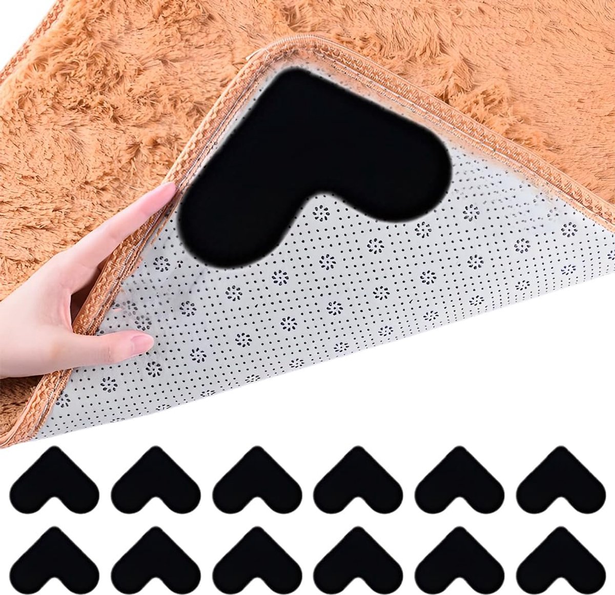 Carpet stoppers 12 stuks - wasbaar en herbruikbaar - anti-curling - voorkomt slippen en struikelen - ShopVlot