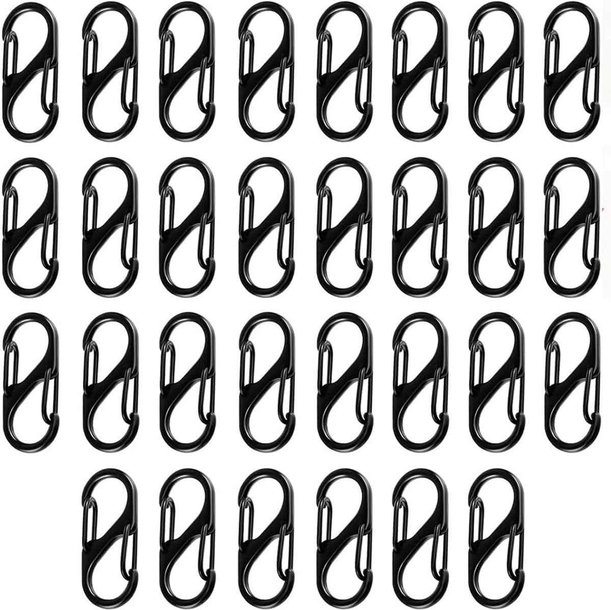 S-karabijnhaken 30 stuks - mini metaal - 8-vormig - ideaal voor outdoor gebruik - ShopVlot