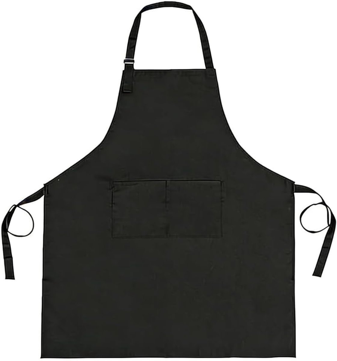 Katoenen schort unisex - zwart verstelbaar - met zakken - perfect voor koken - ShopVlot