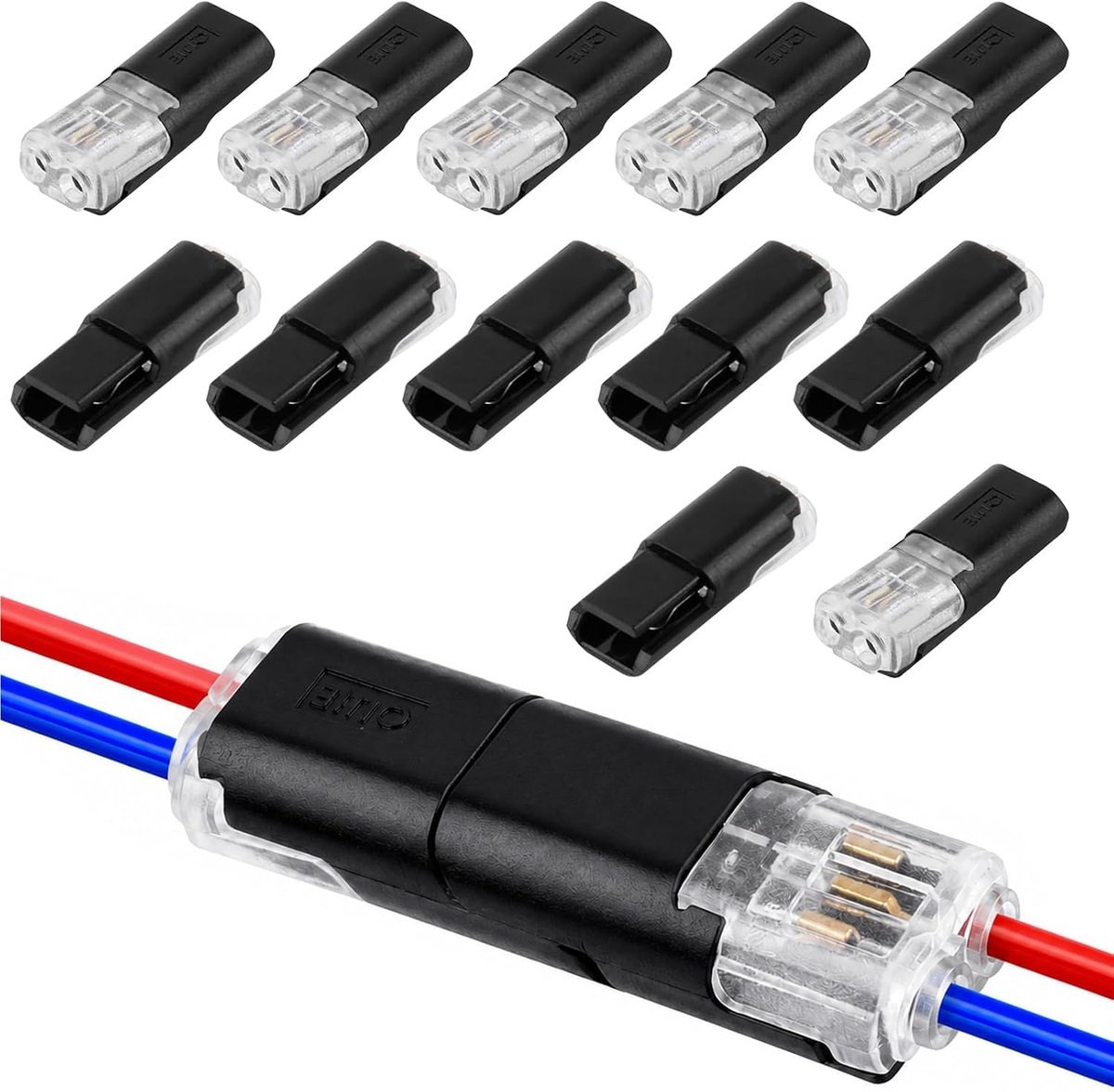 2-pins kabelconnector 12-pack - 2-polige AMP-stekker - 12V auto-connector - veilige en eenvoudige verbinding - ShopVlot
