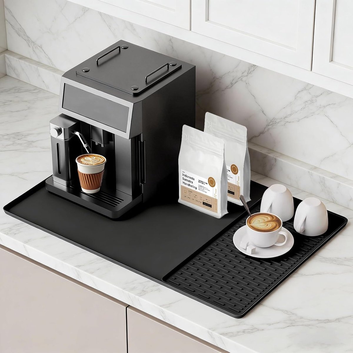 Koffiemachine mat 60 x 40 cm - Siliconen - Hittebestendig - Met afvoermat voor hygiënisch drogen - ShopVlot
