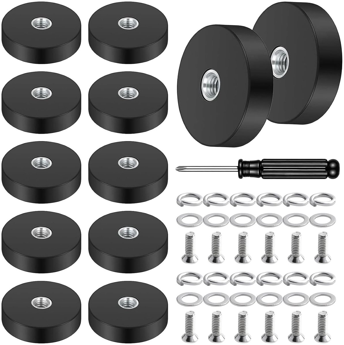 Rubberen magneten 22 mm - M4 platte draadmagneet - uitstekende grip - ideaal voor voertuigen - ShopVlot
