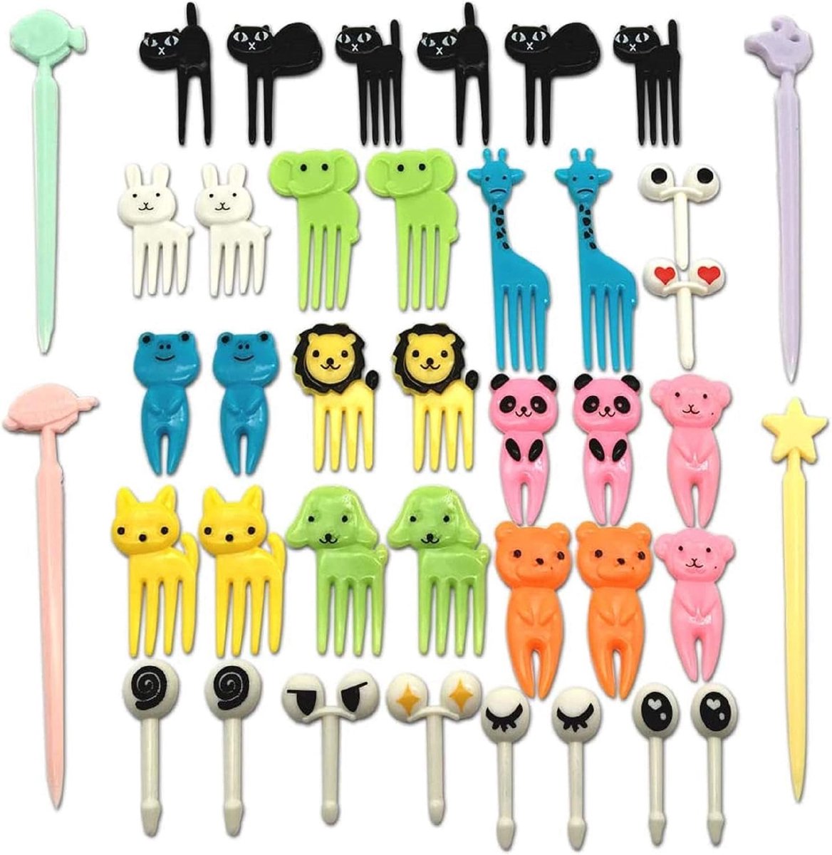 Mini vorkjes set van 40 - dieren en fruit ontwerp - BPA-vrij - ideaal voor kinderfeestjes - ShopVlot