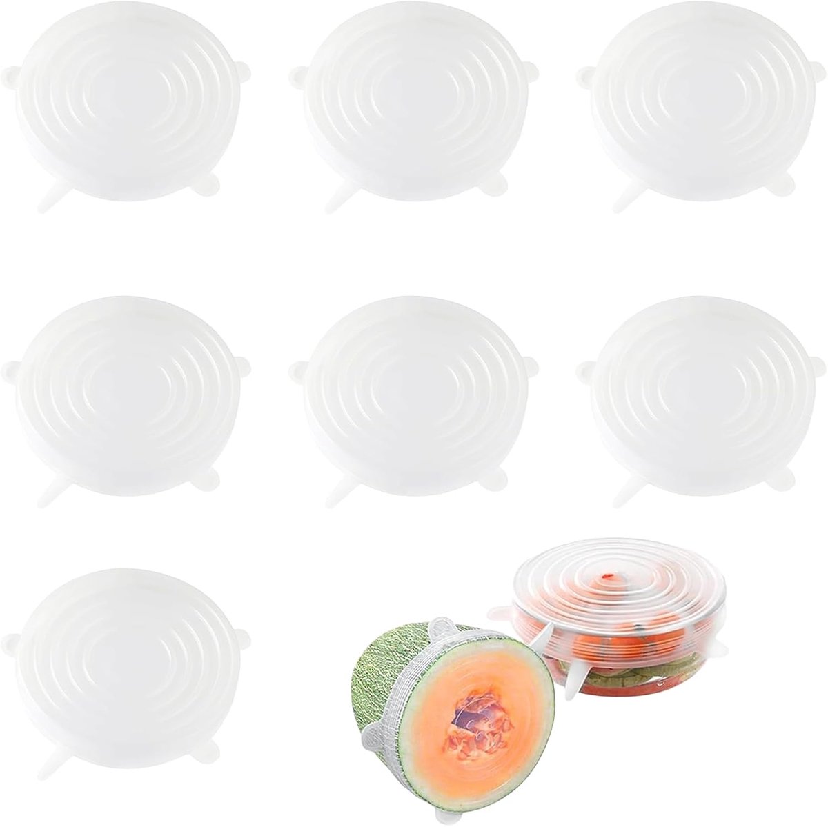 Siliconen deksels set van 7 - 8,5 cm - rekbaar - herbruikbaar voor kommen en bekers - ShopVlot