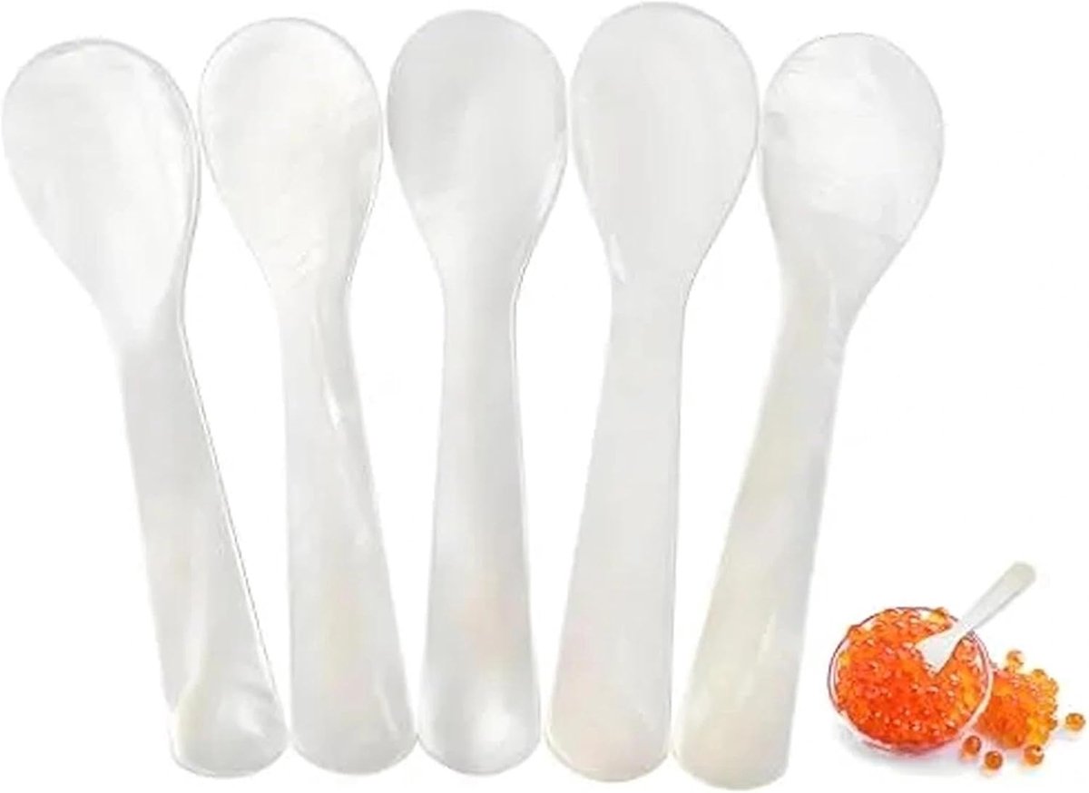 Caviar Serving Set 5pcs - Moederparel Lepels - Duurzaam en Lichtgewicht - Perfect voor Caviar en Desserts - ShopVlot