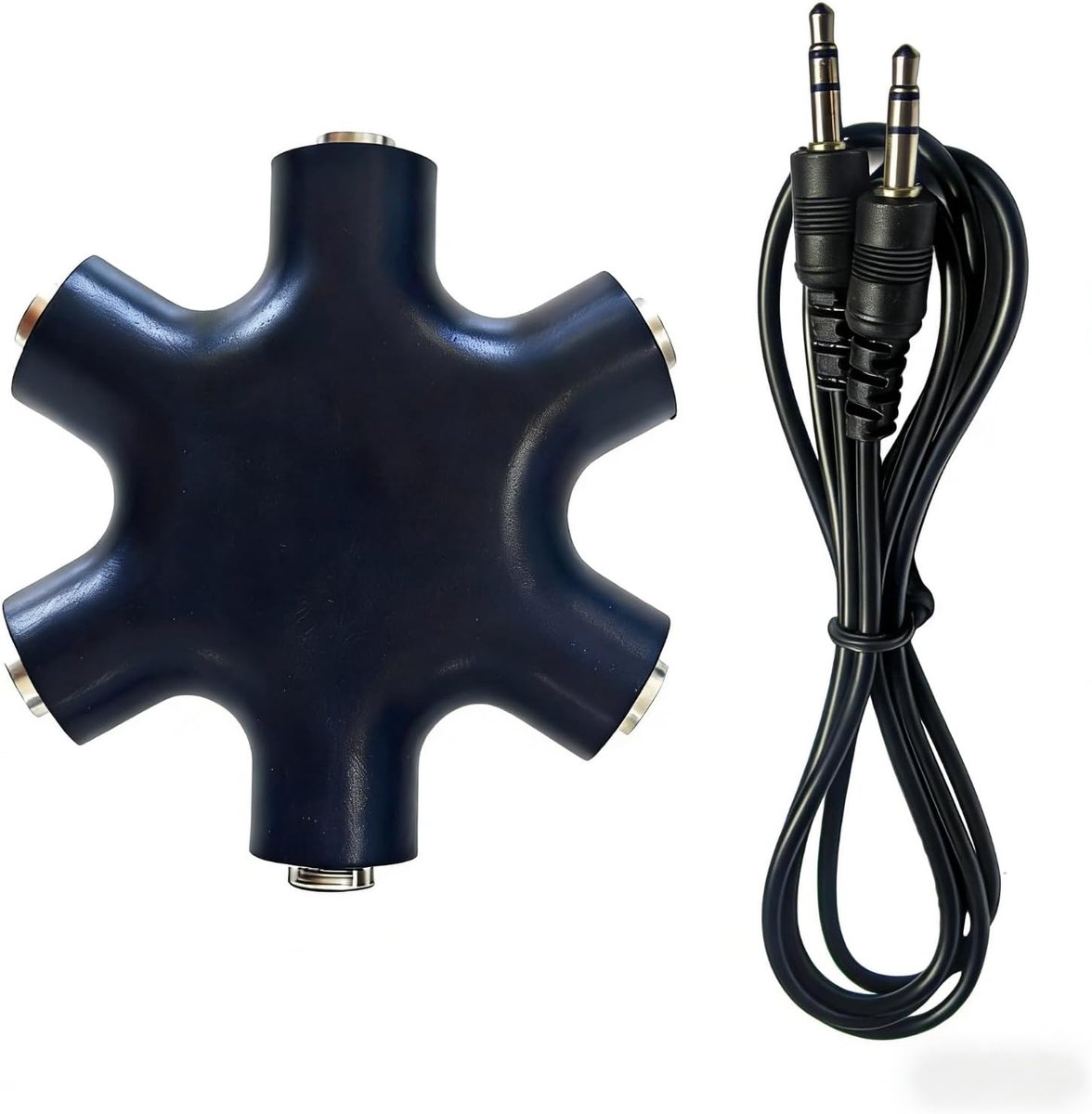 Audio Splitter 6 Ports 3.5mm - 20cm Kabel - Voor Hoofdtelefoons en Luidsprekers - Deel Muziek Met Vrienden - ShopVlot