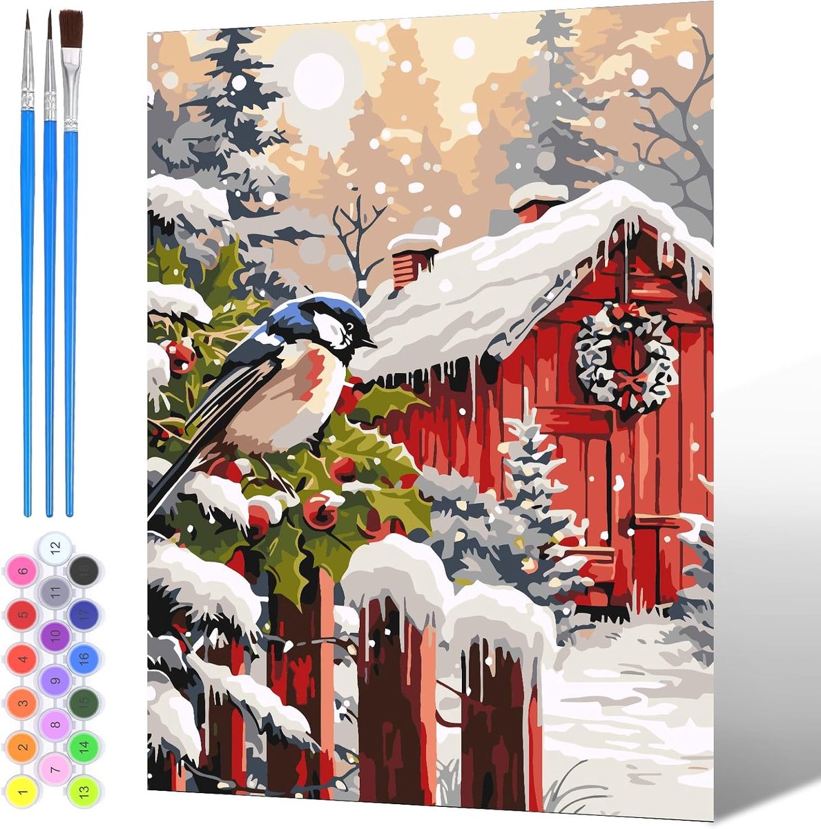 Schilderen op nummer huis - DIY kerst schilderen op canvas - Ontspannende hobby voor volwassenen - ShopVlot