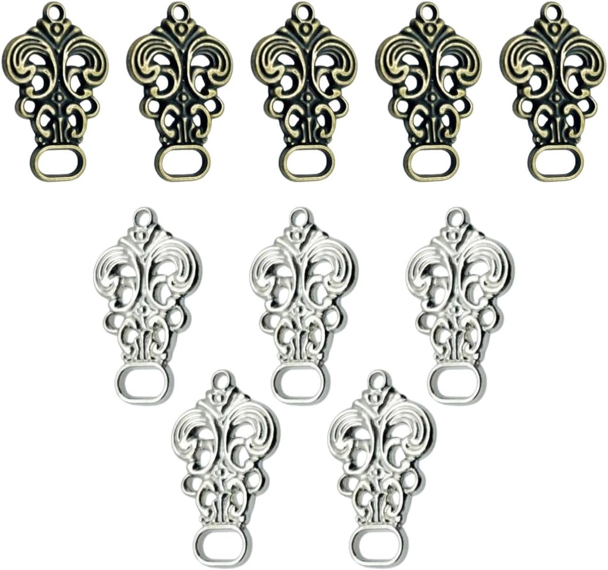 Dirndl corset haken set - 10 stuks - 5 witte en 5 bronzen - hoogwaardige kostuumknopen voor het naaien - ShopVlot