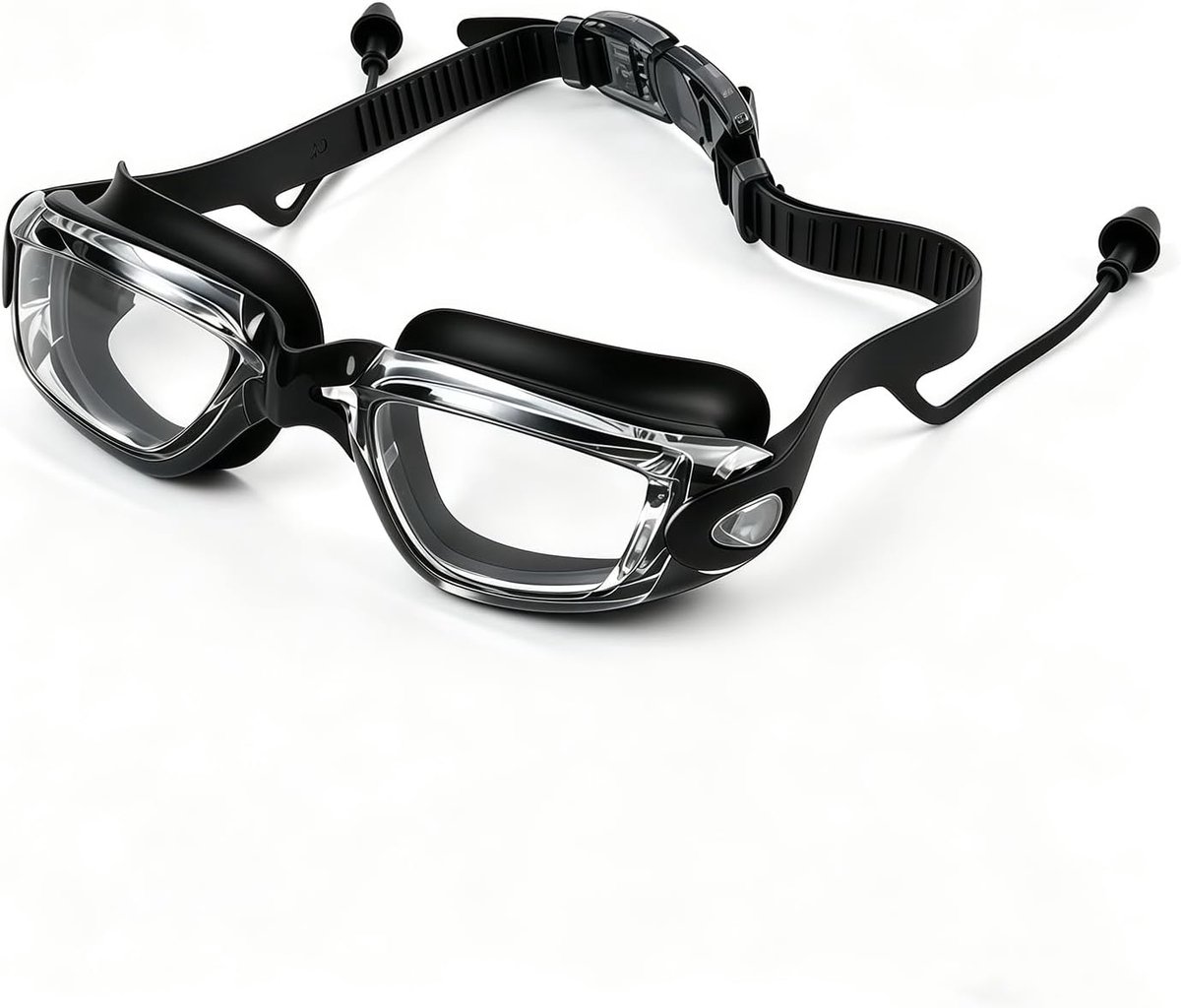 Zwembril voor volwassenen - zwart/wit - anti-fog UV400 bescherming - comfortabel voor triathlon - ShopVlot