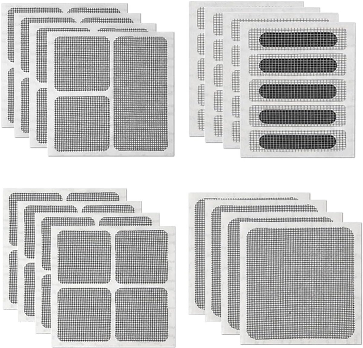 Vliegengaas reparatieset 52 stuks - zelfklevend glasvezel - veelzijdige maten - snelle en gereedschapsloze reparatie - ShopVlot