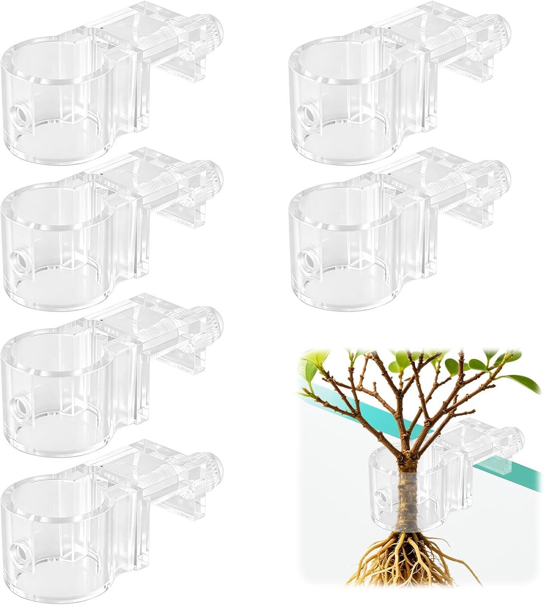 Aquariumplantenhouders 6 stuks - acryl waterplantenrek - herbruikbaar voor aquaponiek - flexibele vormgeving - ShopVlot
