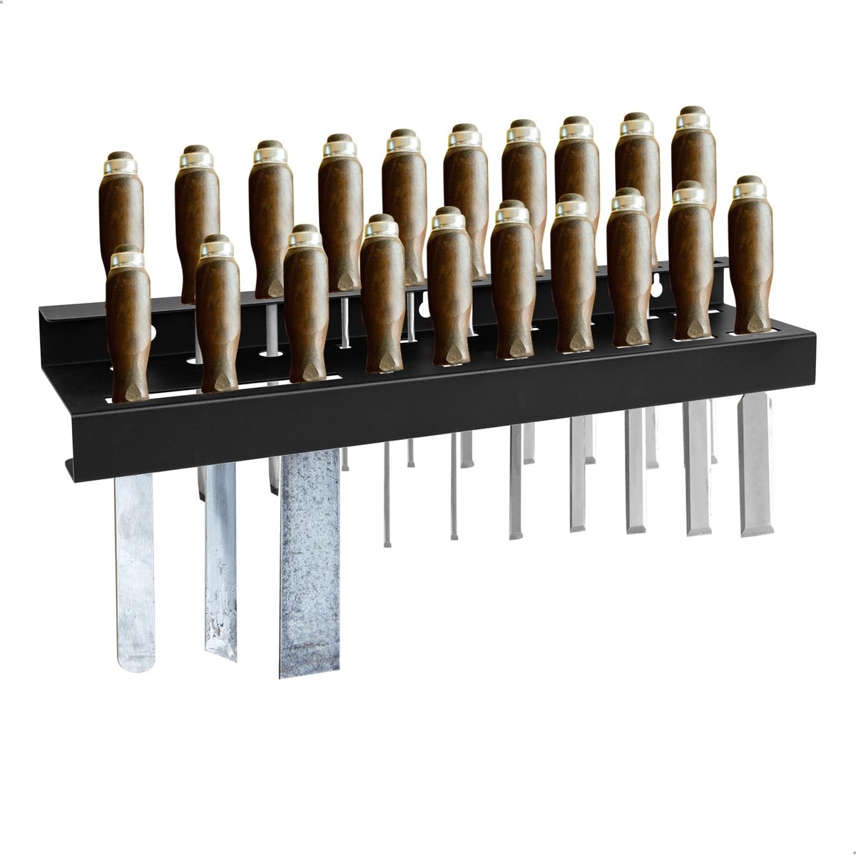 Gereedschapshouder Wandrek - Metalen Werkplaats Organizer van Koolstofstaal - Wandmontage Opbergrek voor Schroevendraaiers, Messen en Handgereedschap - 40 cm - Ruimtebesparende Tool Organizer voor Garage, Werkplaats en Schuur - Zwart