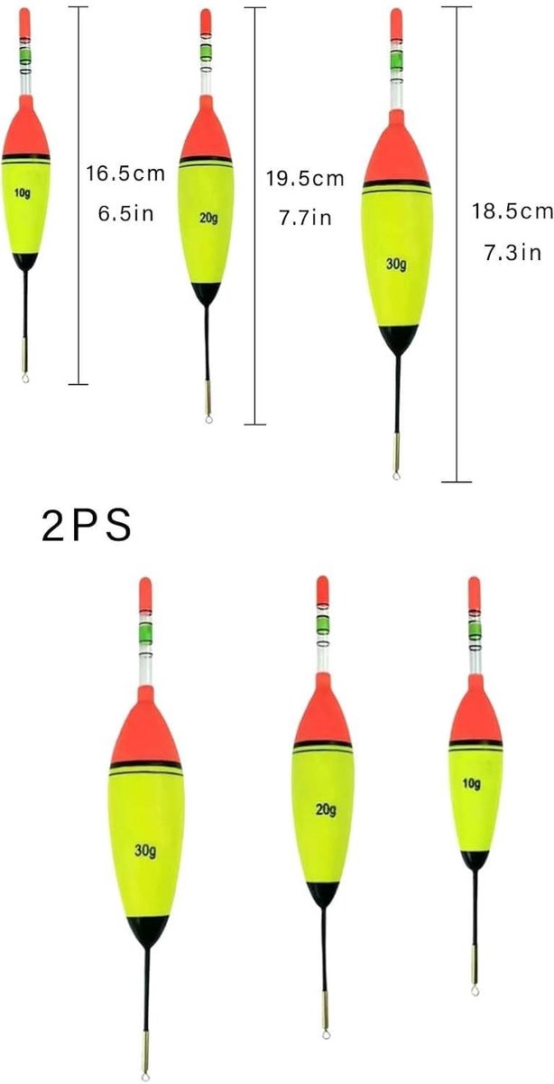 Set van 6 Luminous Vissersdobbers, EVA Schuimdobbers voor Snoek, Baars en Karper (2 x 10 g, 2 x 20 g, 2 x 30 g) — afbeelding 5