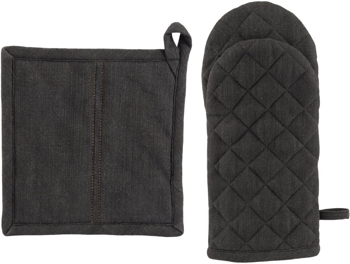 Cosy & Trendy Ovenwant & Pannenlap D'nim Blauw 2-delig Katoen – Comfortabele Grip & Warmtebescherming