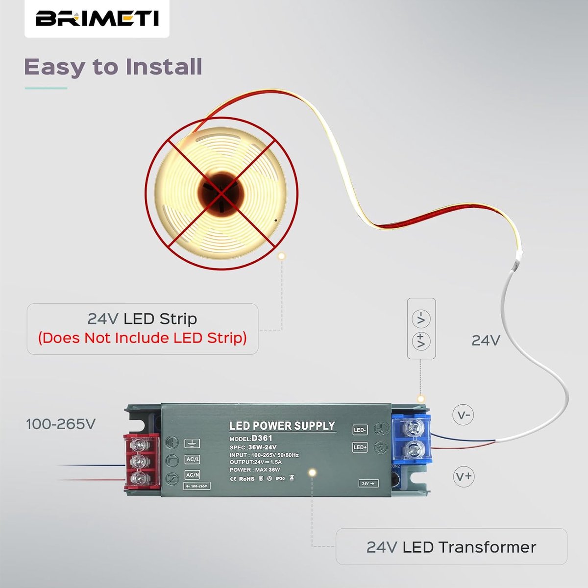 LED Transformer 24V 36W - Ultra dun - Constant voltage adapter - Ideaal voor LED strips - ShopVlot