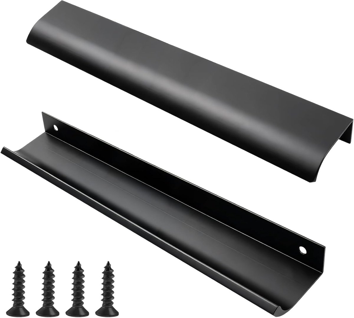 Ladegrepen 200 mm - Aluminiumlegering zwart - Gebogen design - Voor kasten en kledingkasten - ShopVlot
