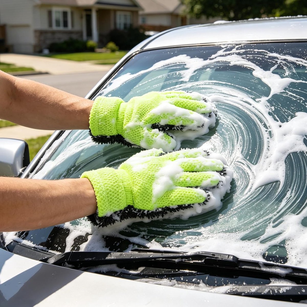 Autowashandschoen 2 stuks - microvezel - herbruikbaar - ideaal voor autowassen en raamreiniging - ShopVlot