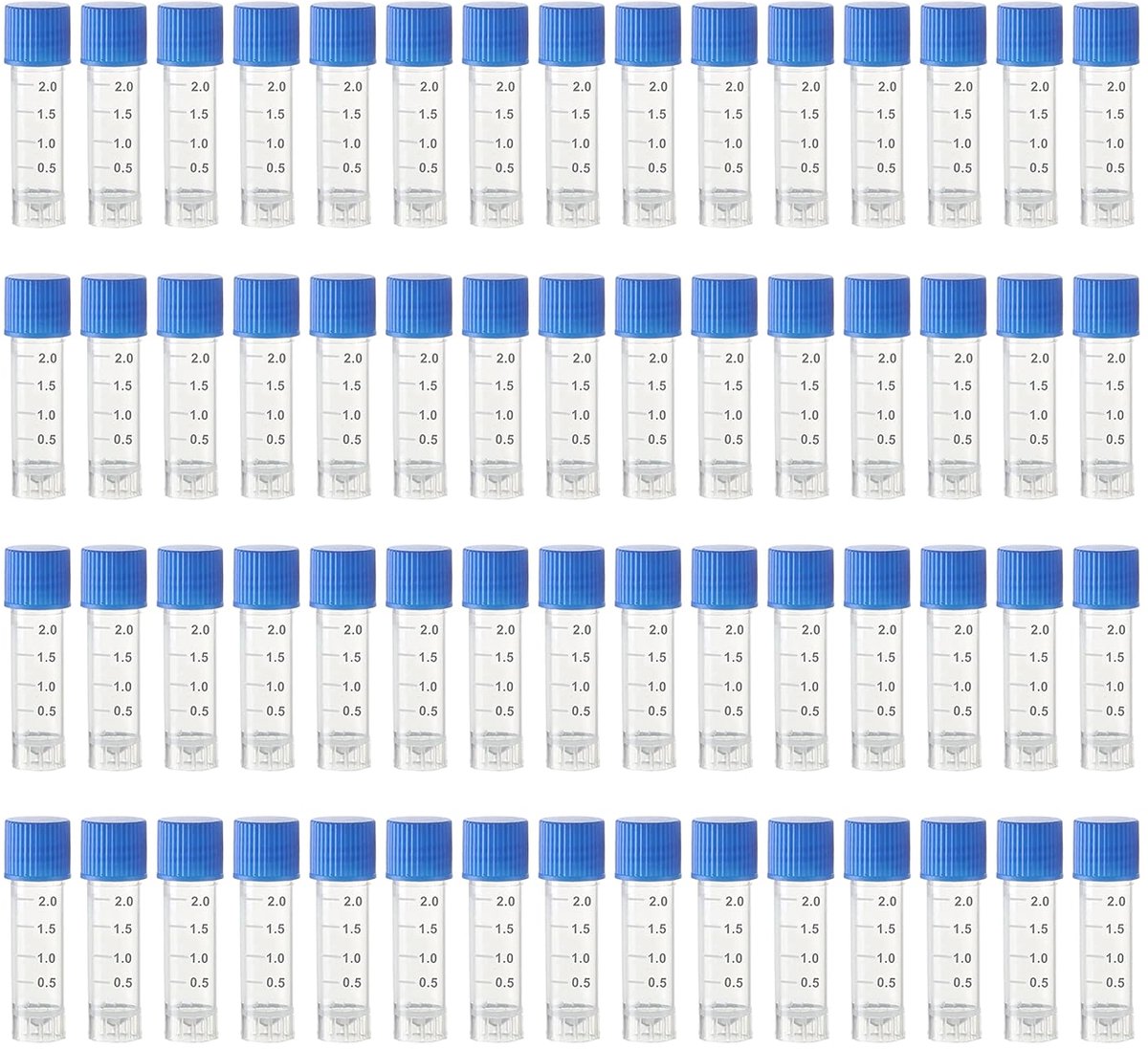 Gefrierröhrchen 60 pcs 2ml - Blau met deksel - Gegradueerde markers - Geschikt voor laboratoria - ShopVlot