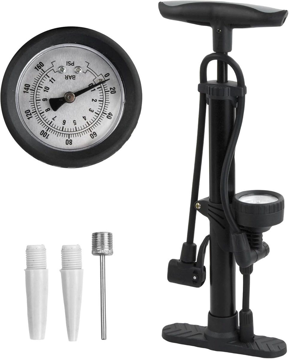 Fietspomp met manometer - 11 Bar/160 PSI - Presta en Schrader ventielen - Voor optimale bandenspanning - ShopVlot