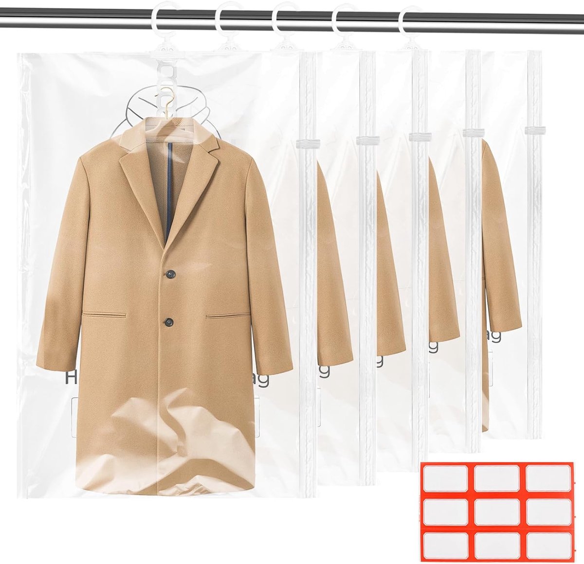 Vacuümzakken 67 x 110 cm - hangend - herbruikbaar - beschermt kleding tegen vocht en stof - ShopVlot