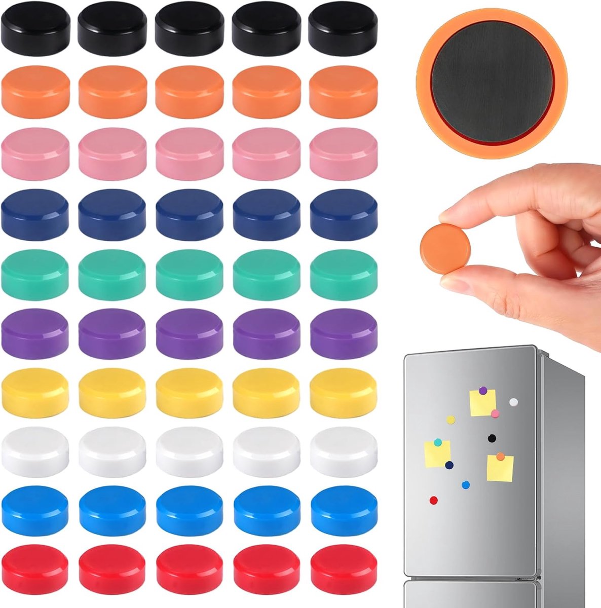 Kleurige magneten 50 stuks - 2 cm ronde magneten - sterke magnetische schijfjes - ideaal voor school en foto’s - ShopVlot