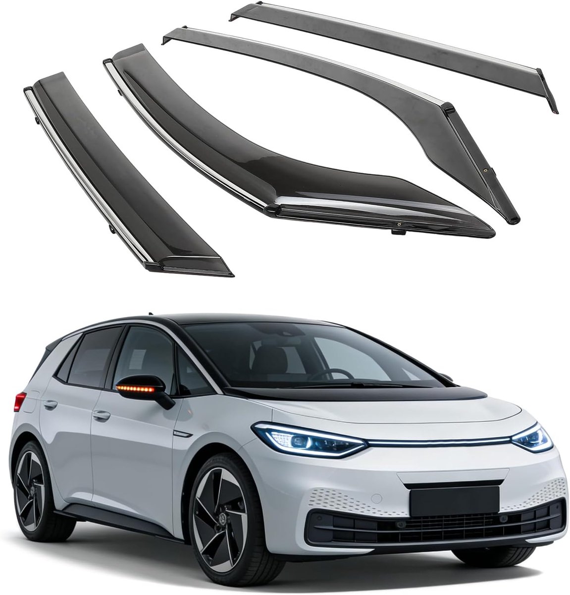 Autowindscherm V-W ID3 2020-2024 - Acryl met chroomlijst - Regendeflector - Voor optimale luchtventilatie - ShopVlot
