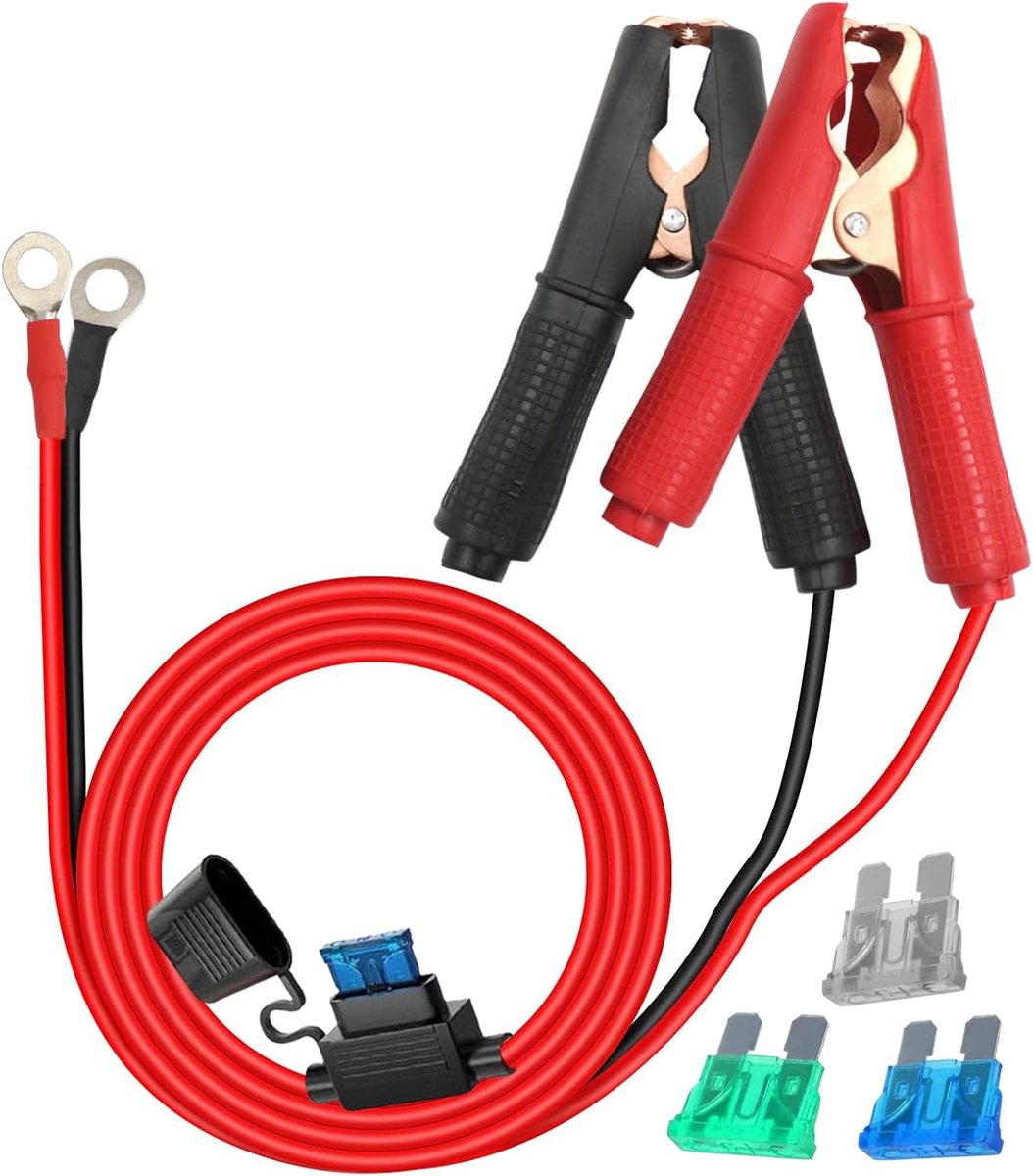 Crocodile Clip 12V 24V - met zekering - 30A 14 AWG - ideaal voor autoaccu en apparatuur - ShopVlot