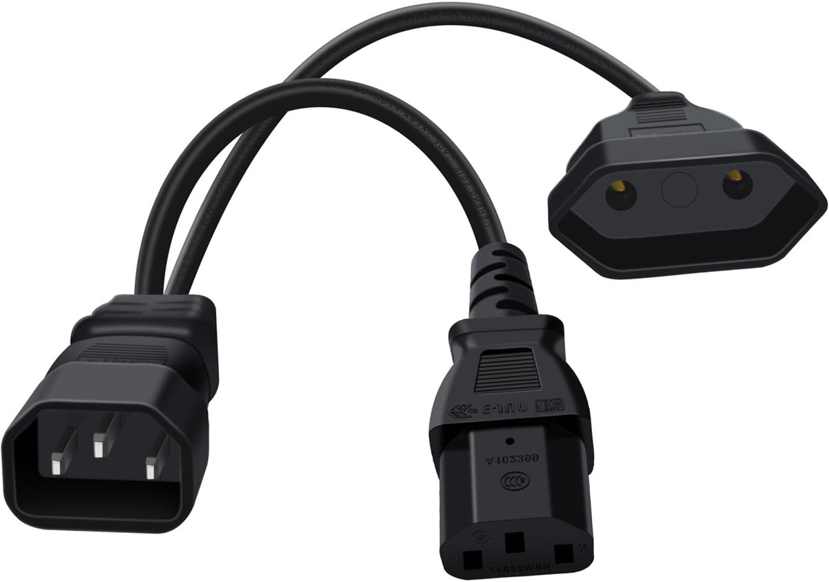 C14 verlengkabel 32cm - Euro stekker en C13 - 10A 250V - Ideaal voor apparaten - ShopVlot