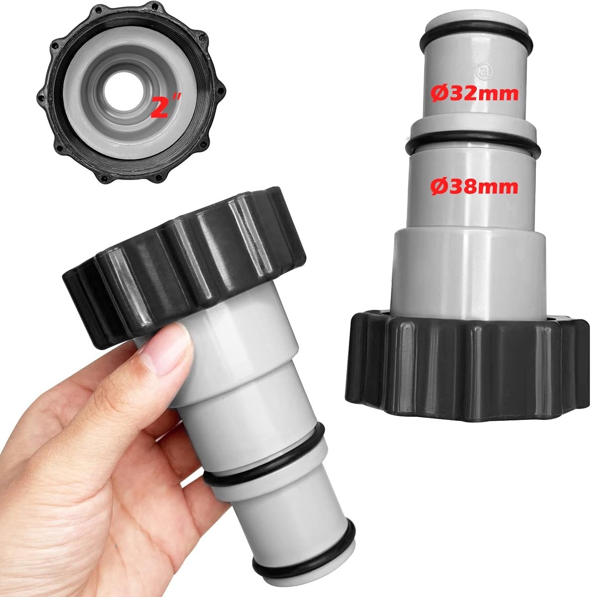 Pool Hose Adapter, Pool Adapter, Hose Adapter with Female Thread for Screwing for Pool Hose Diameter 32 and 38 mm (2 - ShopVlot