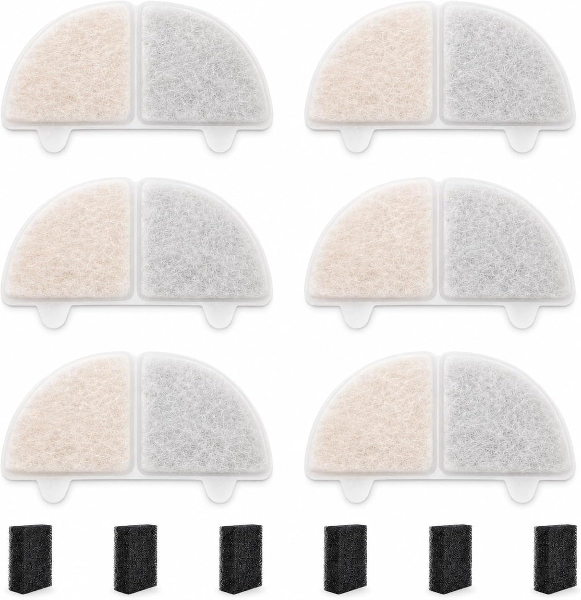 6 reservefilters voor waterfontein voor katten en honden, drievoudige filtratie met actieve kool van kokosnoot en - ShopVlot