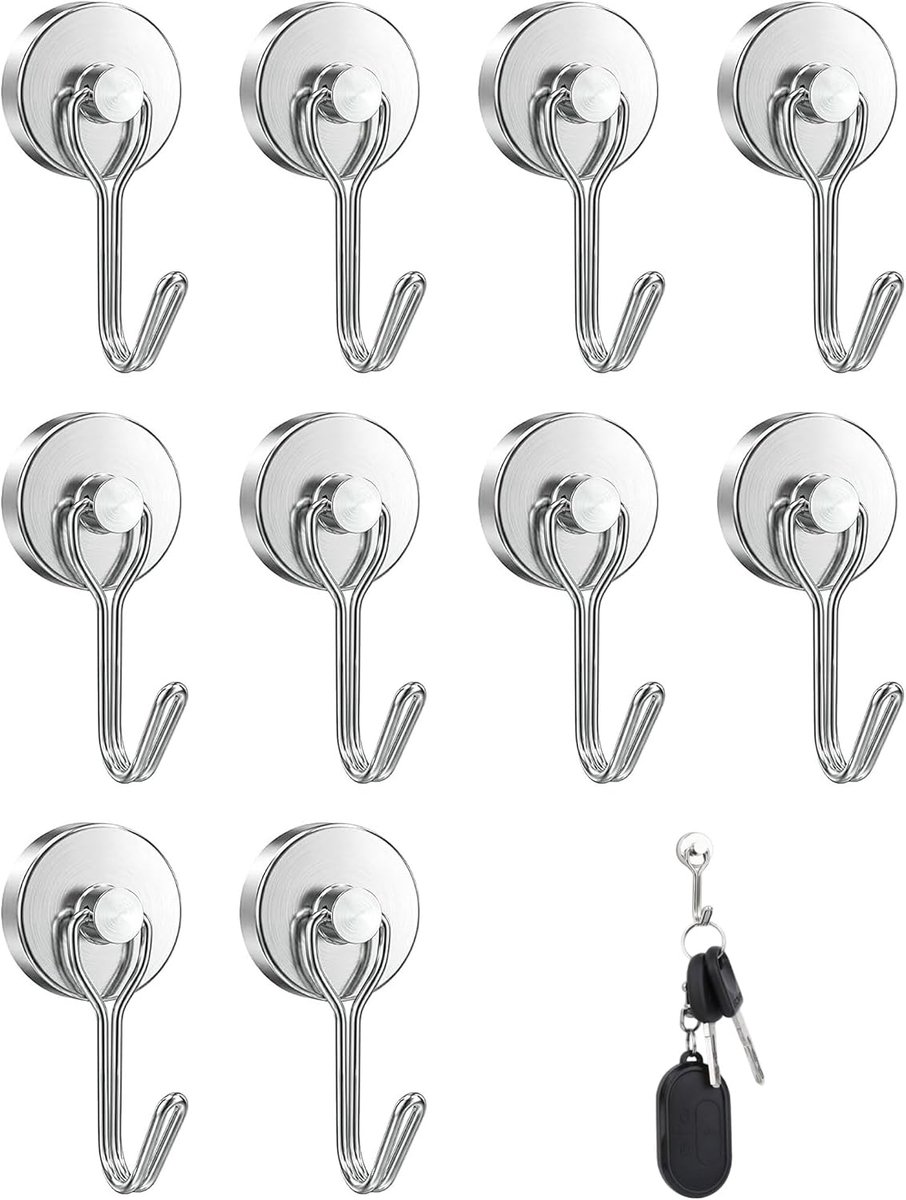 DAFNE Magnetic Hooks 10PCS 16mm Magnets with Hooks High Strength Magnetic Hooks for Kitchen, Bedroom, Lockers, Office - ShopVlot