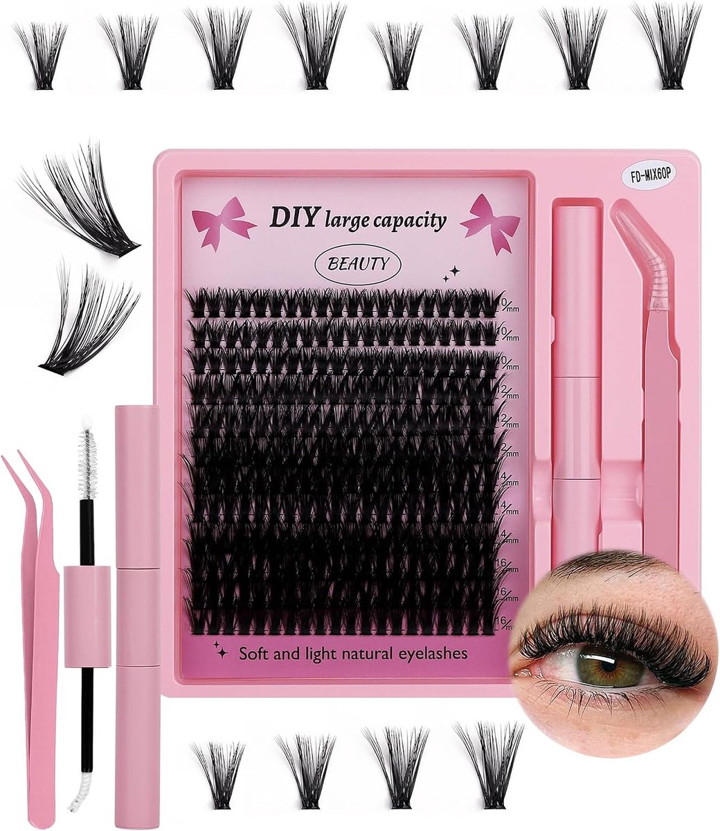 DAFNE 240 stuks wimperextensies, 40D Curl Lash Extension set, kunstwimpers voor wimperverlenging thuis, doe-het-zelf - ShopVlot