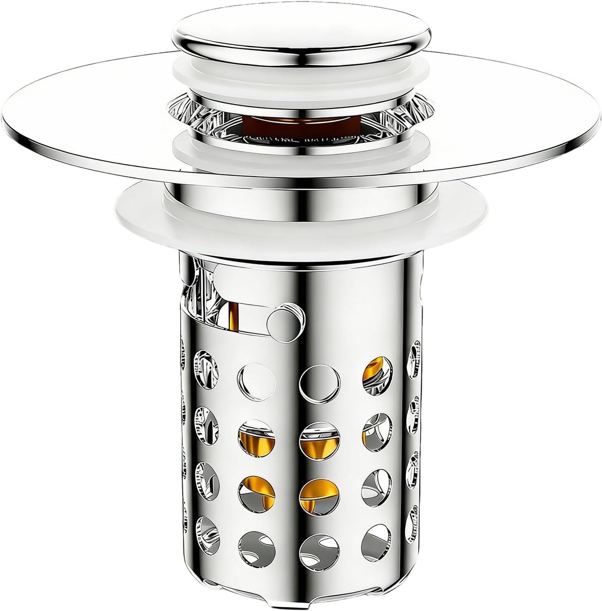 MINGBOLIN Washbasin Stopper, Drain Stop with Drain Strain, Anti-Clogging, Drain Strain, Practical Stop to Prevent Hair - ShopVlot