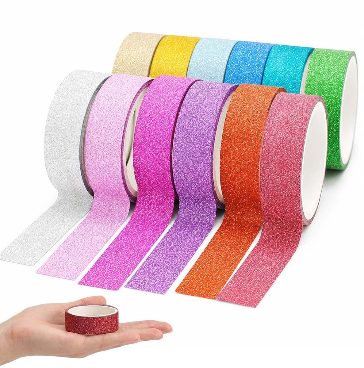 Gekleurde plakband (12 rollen) – Regenboog-washitape (15 mm x 3 m) – Schilderstape, decoratieve tape voor kinderen - ShopVlot