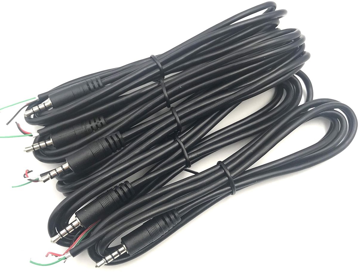 5Pcs 3.5mm Male Plug to Bare Wire Open End TRRS 4 Pole Stereo 1/8" 3.5mm Plug Connector Cable Replacement for - ShopVlot