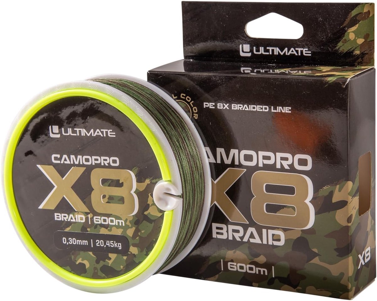 Ultimate Camopro X8 Braid Gevlochten Karperlijn 0.24mm/15.87kg (600m) - Gevlochten Lijn - ShopVlot