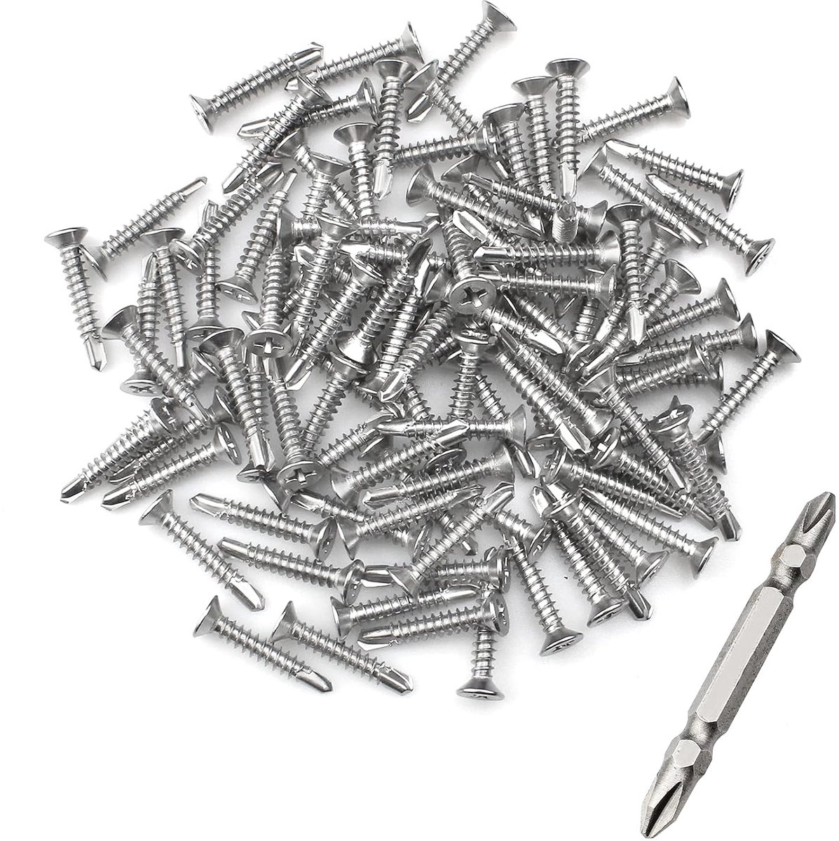 BAGUI 100Pcs 25mm M4 Self Drilling Screws Steel Self Tapping Screws for Metal Sheets Roofing Windows - ShopVlot