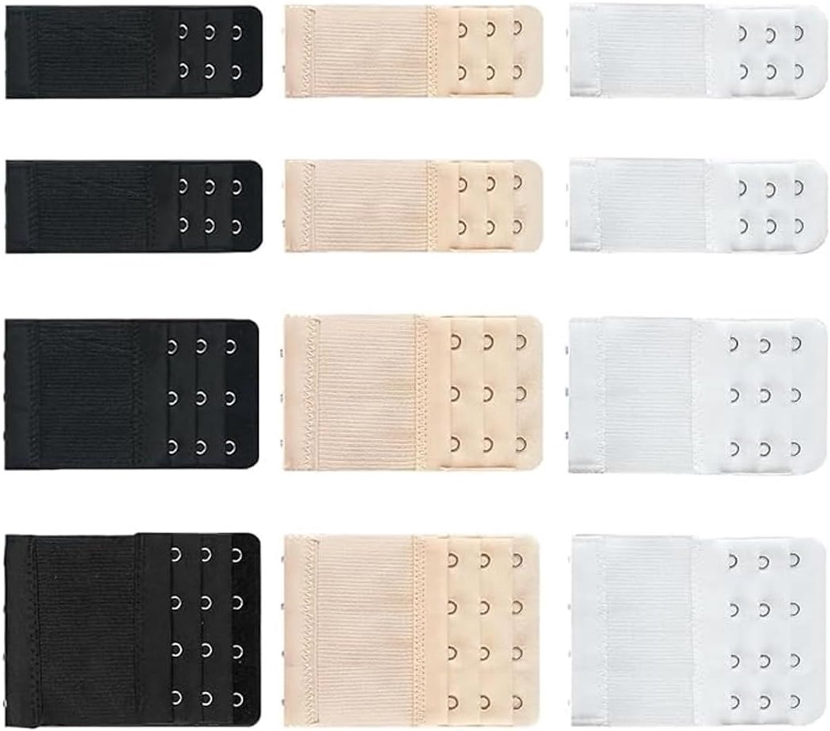 12 Stuks BH Verlengsets, BH Verlengstukken met 3 Rijken 2 Haken/3 Haken/4 Haken, Zacht BH Verlenger, Comfortabel en - ShopVlot