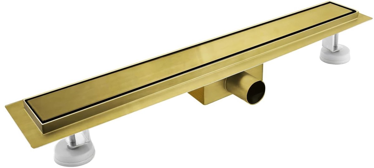 Solidchoice - Gouden Douchegoot 60 cm met Sifon en Haarzeef
