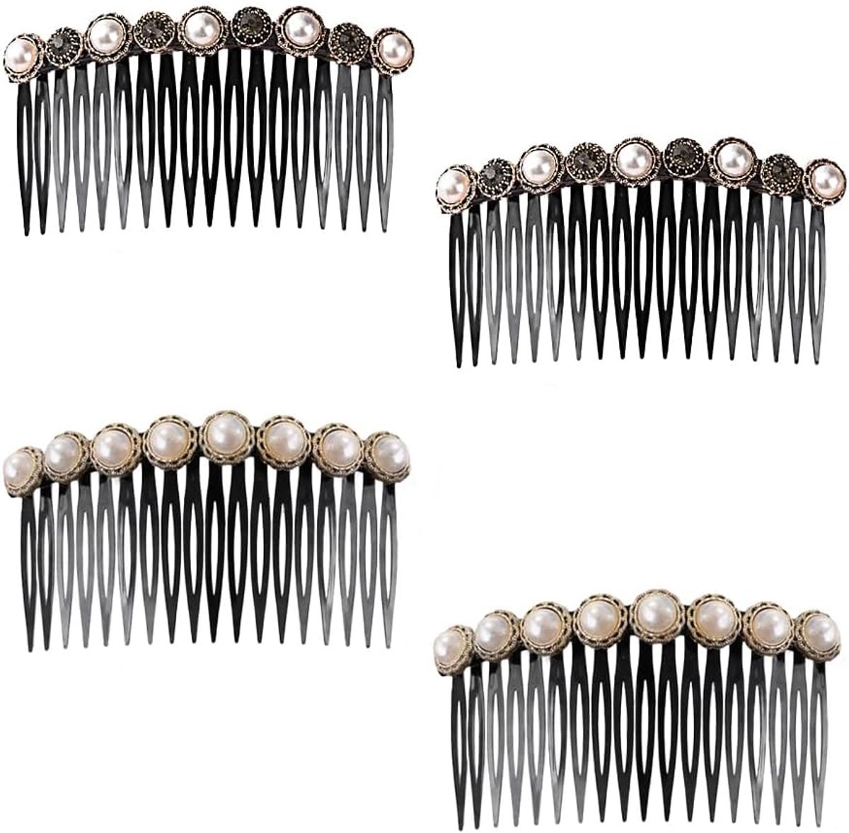 4pcs Hair Comb, Pearl Beads Lace with Teeth Hairpins Grip Vintage Headpiece Accessories for Women Brides Bridesmaids - ShopVlot