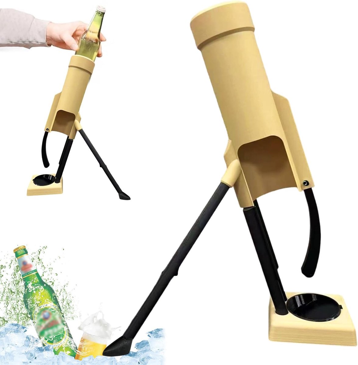 Bierflesopener in vijzelstijl, mortelflesopener, flesopener, automatische flesopener met drukmechanisme, exclusieve - ShopVlot